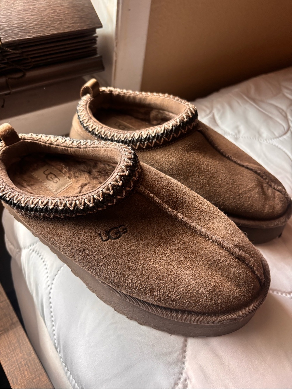 UGG kids Chestnut Suede Slip-On Loafers